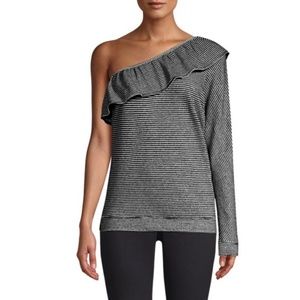 JOIE Aleesha One Sleeve Top Ruffle Sweatshirt